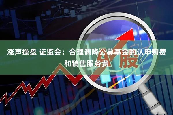 涨声操盘 证监会：合理调降公募基金的认申购费和销售服务费